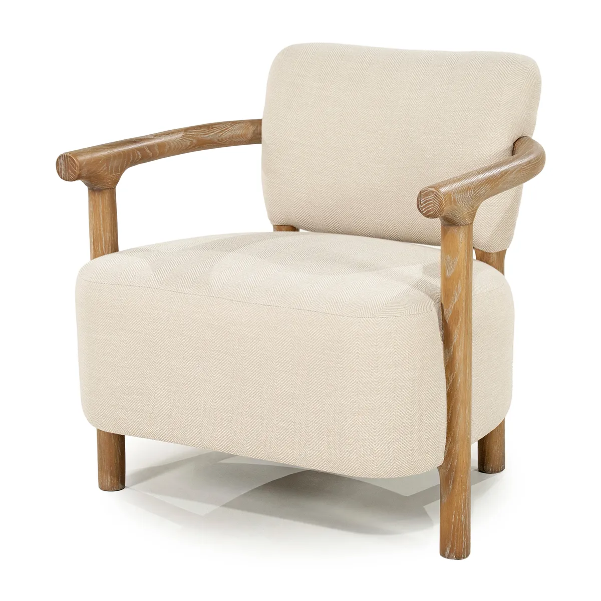 Riviera Maison, Karmfåtölj i Askträ Glenn Herringbone Beige