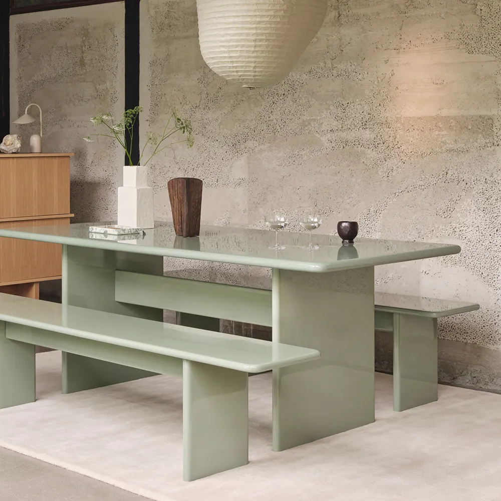Alternativ bild 1 för Ferm Living - Rink Dining Table - Matbord - Tea Green - W90 x H74 x D240 cm