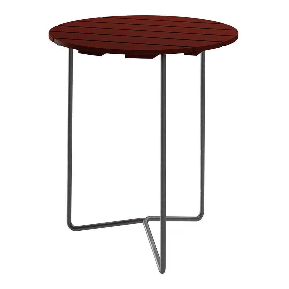 grythyttan stålmöbler, bord 6b 60 cm mörkröd / varmförzinkat
