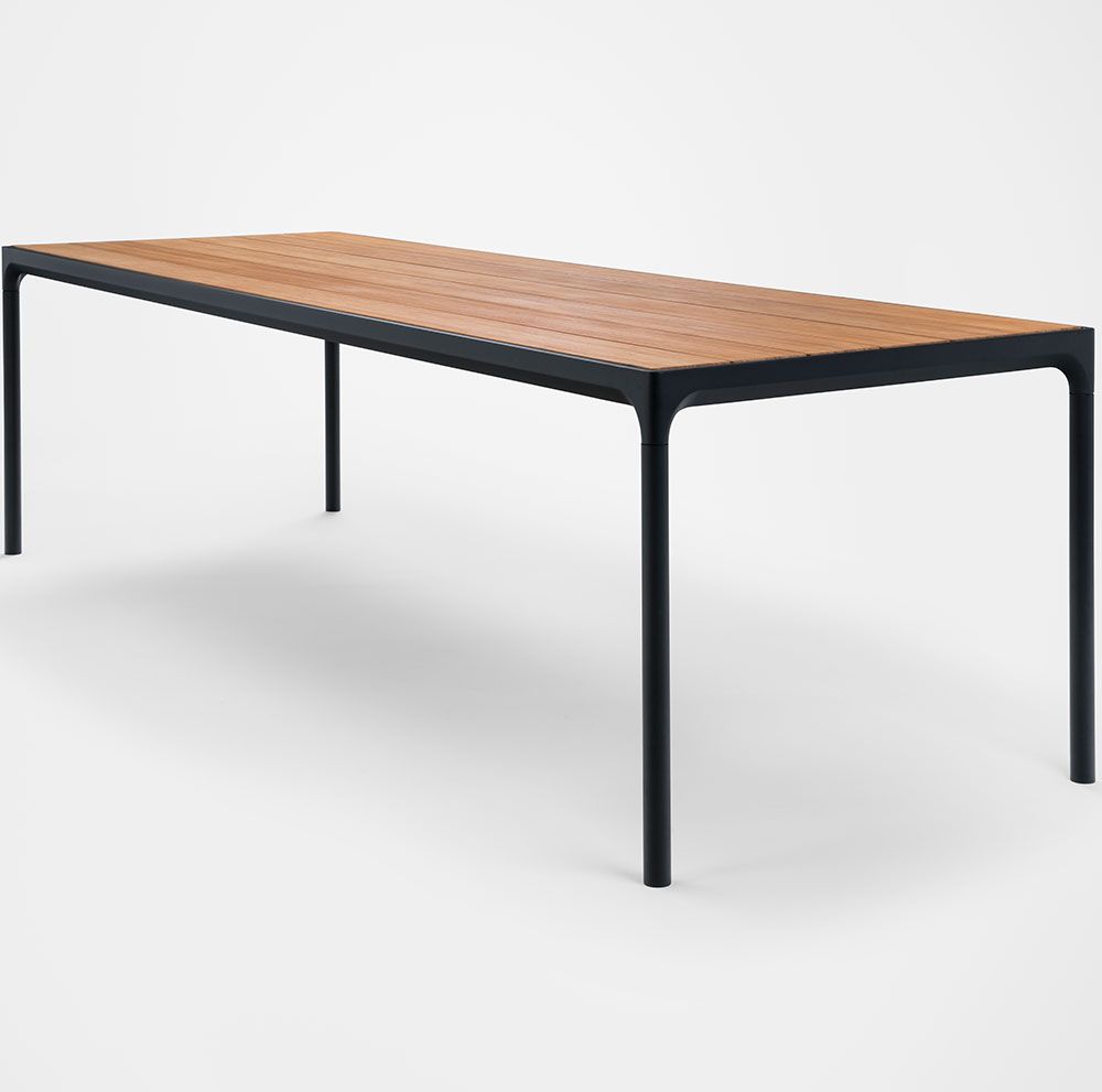 Houe Four matbord 210×90 cm svart/bamboo aluminium