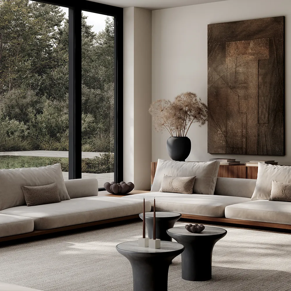 Trumpet Soffbord lågt- Silver Travertine