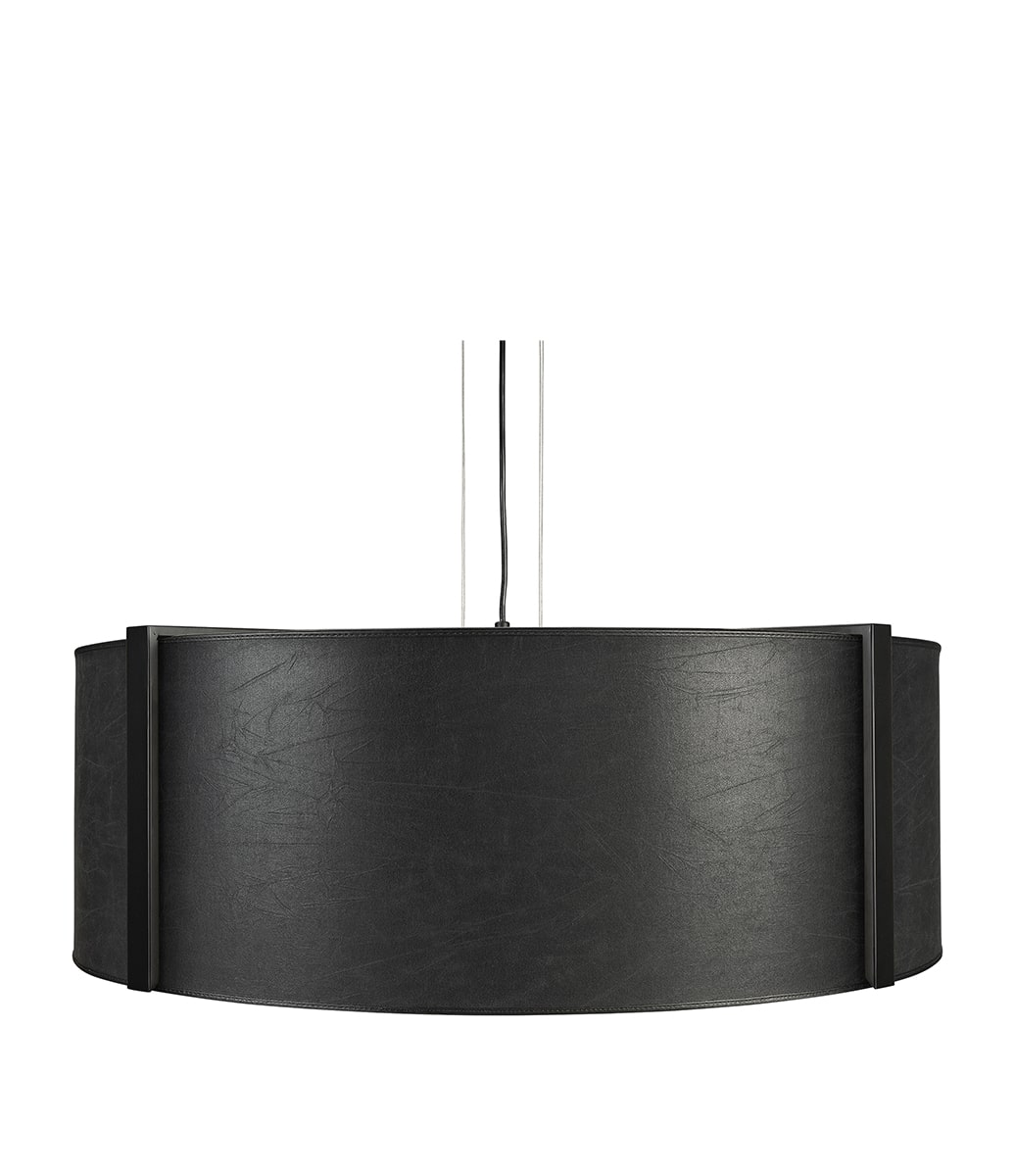 Calgary Black Leather Round Ceiling Lamp (El. Plug Connect No Artwood