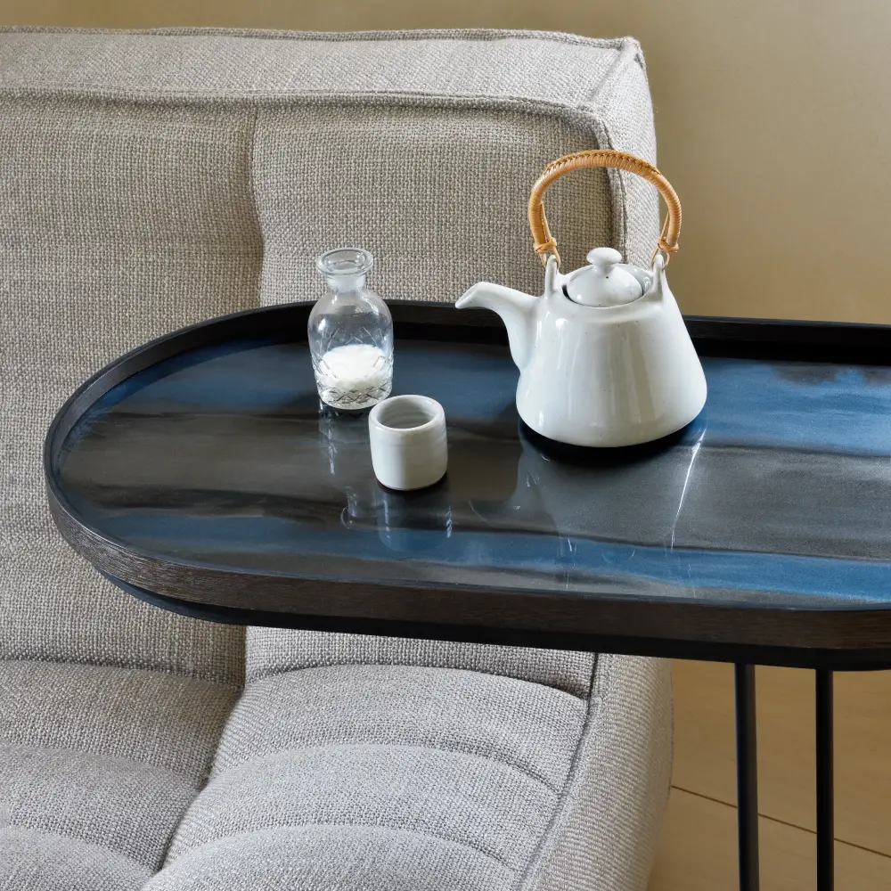 Organic glas bricka oval M Graphite 