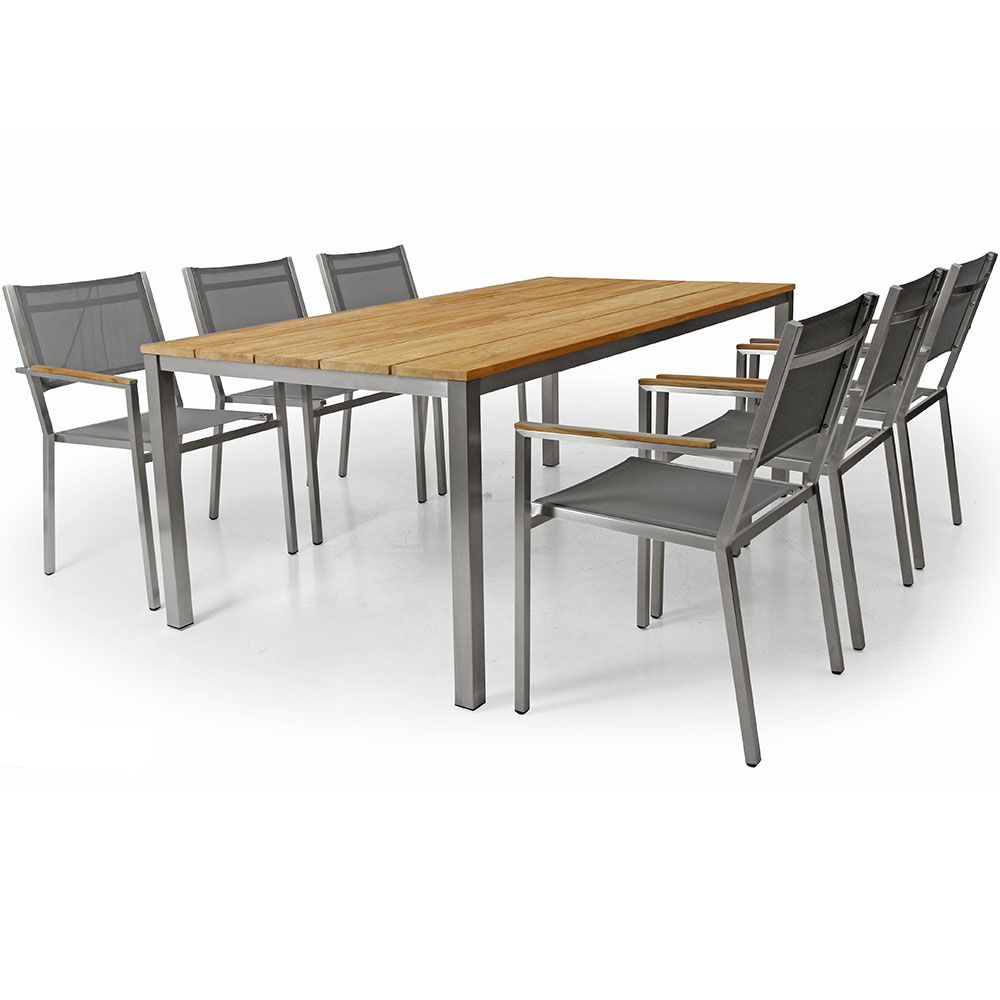 Hinton stapelstol stål/teak 