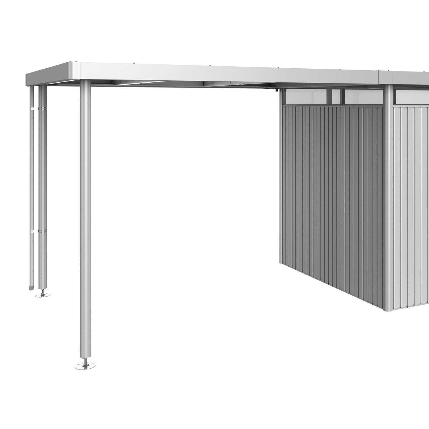 Biohort, Highline sidotak Trädgårdsskjul storlek h3 metallic silver Biohort