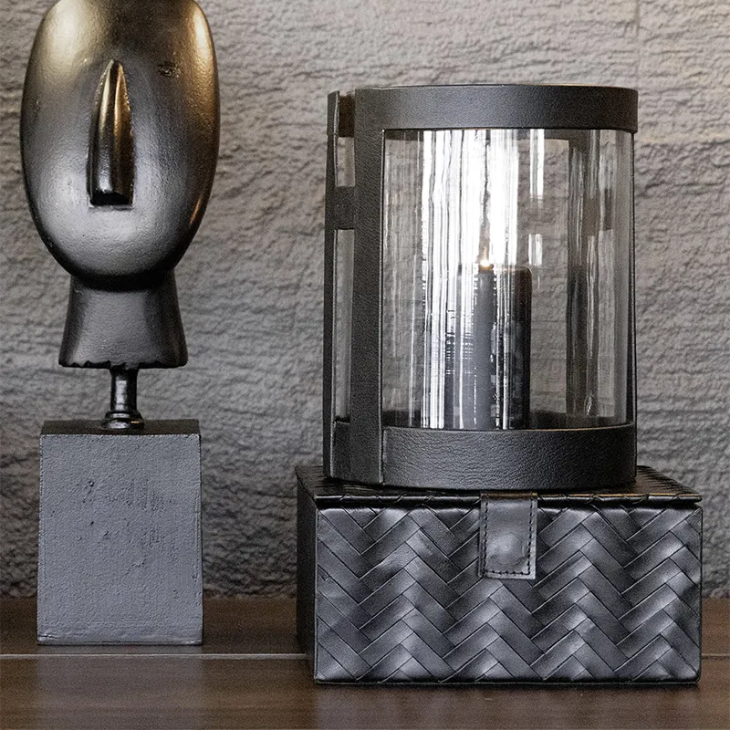 Fontana 3-set läderboxar svart