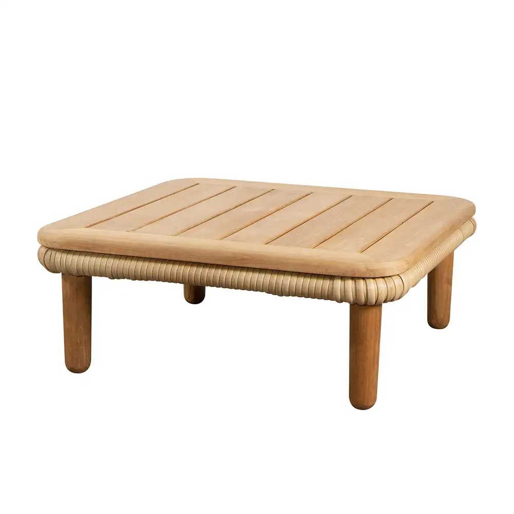 Produktfoto för Cane-line - Aspect Table - Matbord - Frame: Teak / Tabletop: Clear glass, Smokey black - Ø144 - Ø: 144 x H: 74 cm