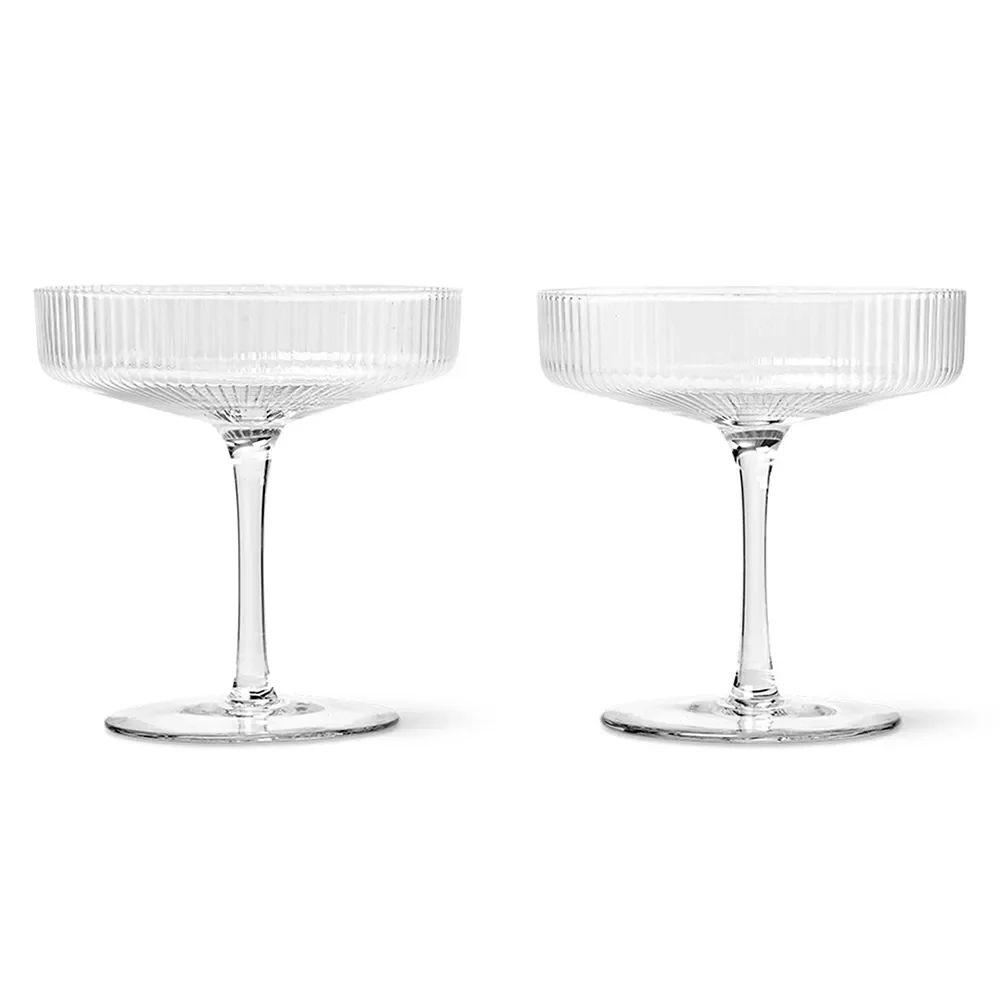 Ferm Living, Ripple Champagneglas 2 st - Clear