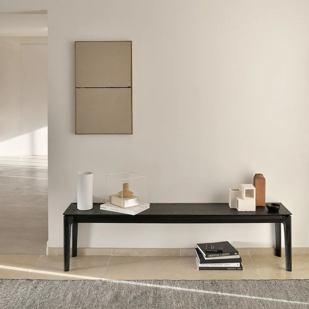 Bok Bänk 35x186 cm Svartlackad ek