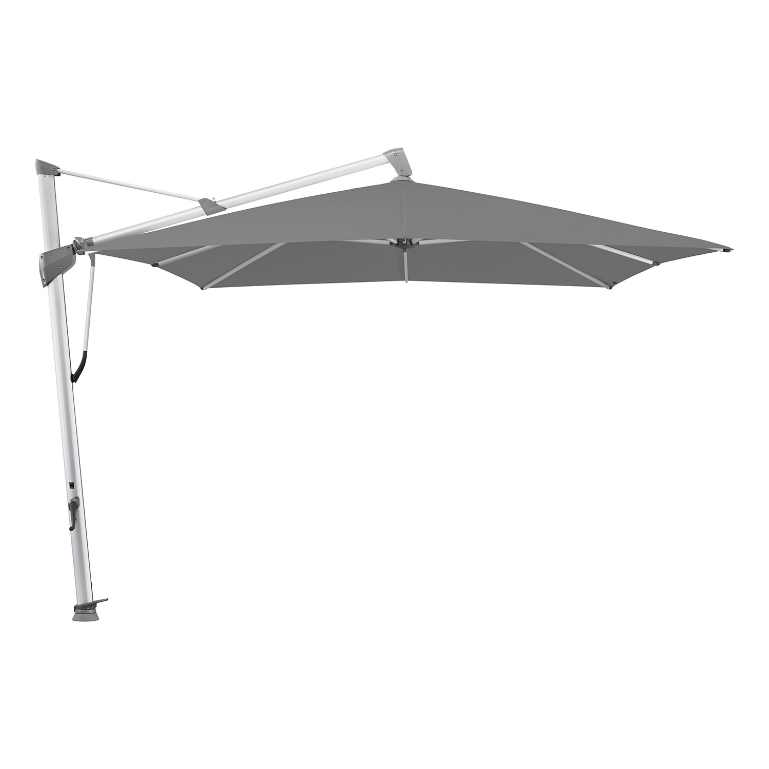 Glatz Sombrano S+ frihängande parasoll 300×300 cm kat.4 anodizerad alu / 420 smoke