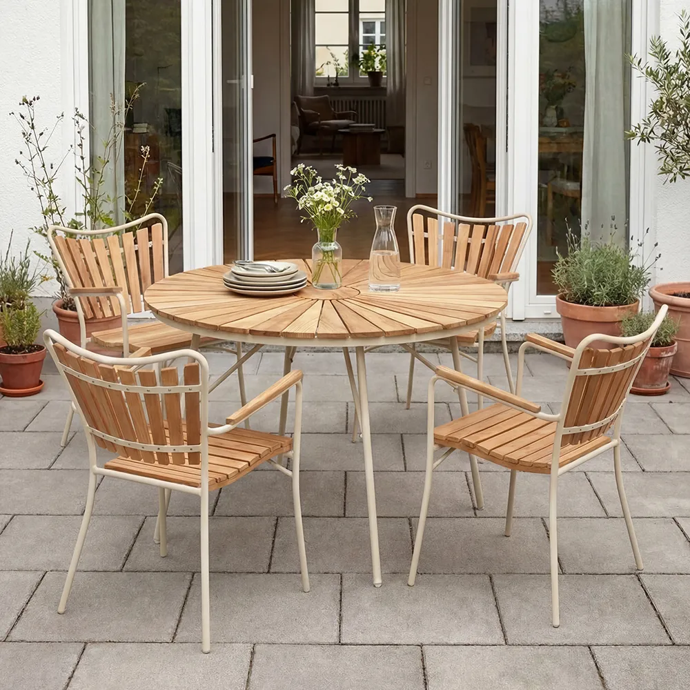 Ellen bord 110 cm sandy grey / teak