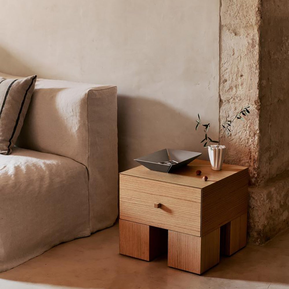 Kuben sängbord 1x1 - Natural Oak Veneer