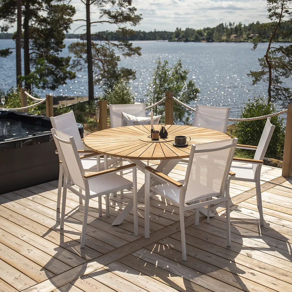 Alternativ bild 1 för Venture Design, Mexico Matbord Ø140 cm Vit/Teak