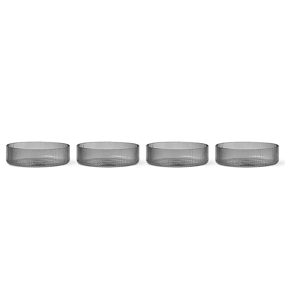 Ferm Living, Ripple Serveringsskål 4-pack - Smoked Grey