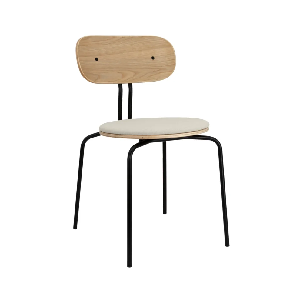 Curious Matstol Ek/Svart Metall White Sands