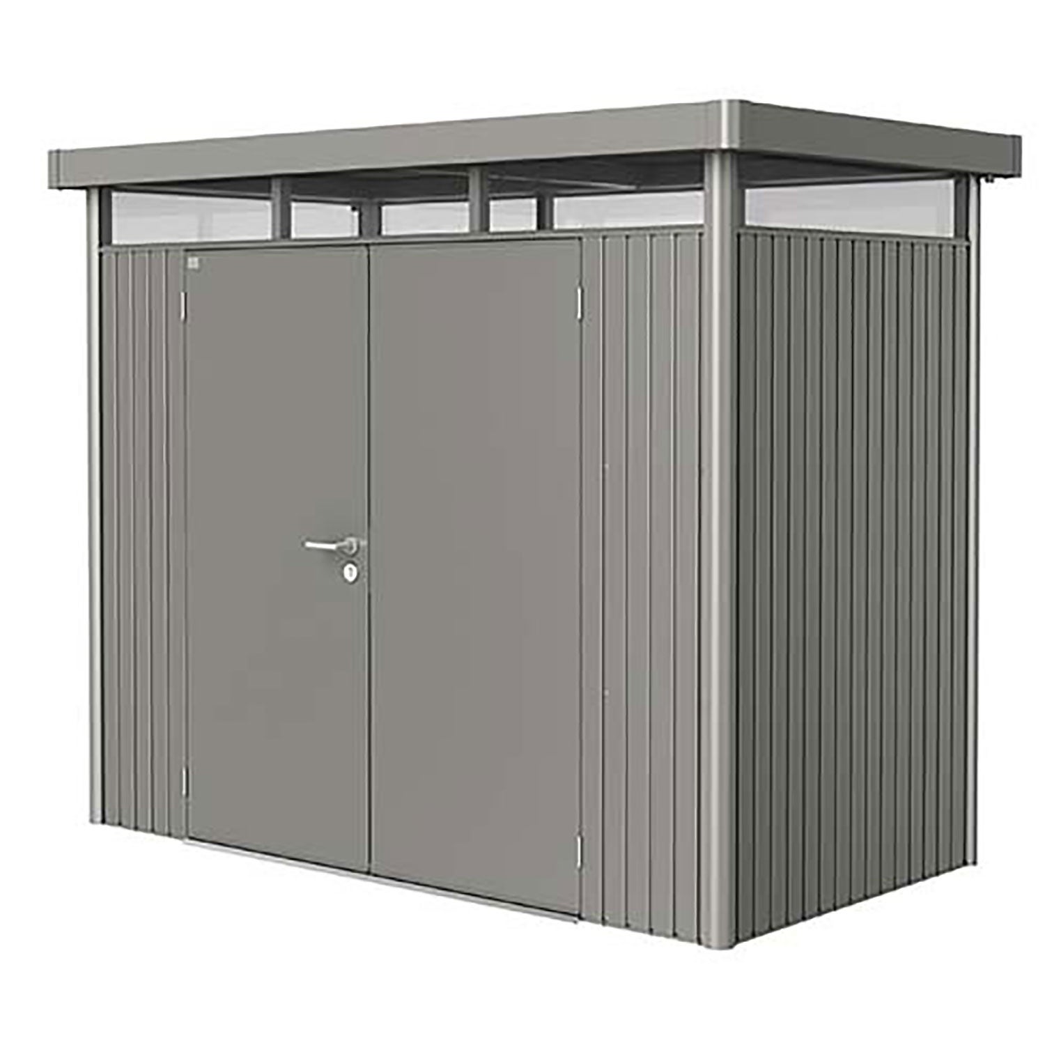 Highline trädgårdsskjul dubbeldörr storlek h1 metallic kvarts-grå
