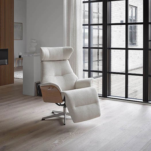 Air snurrfåtölj med fotstöd tyg B trä/alu