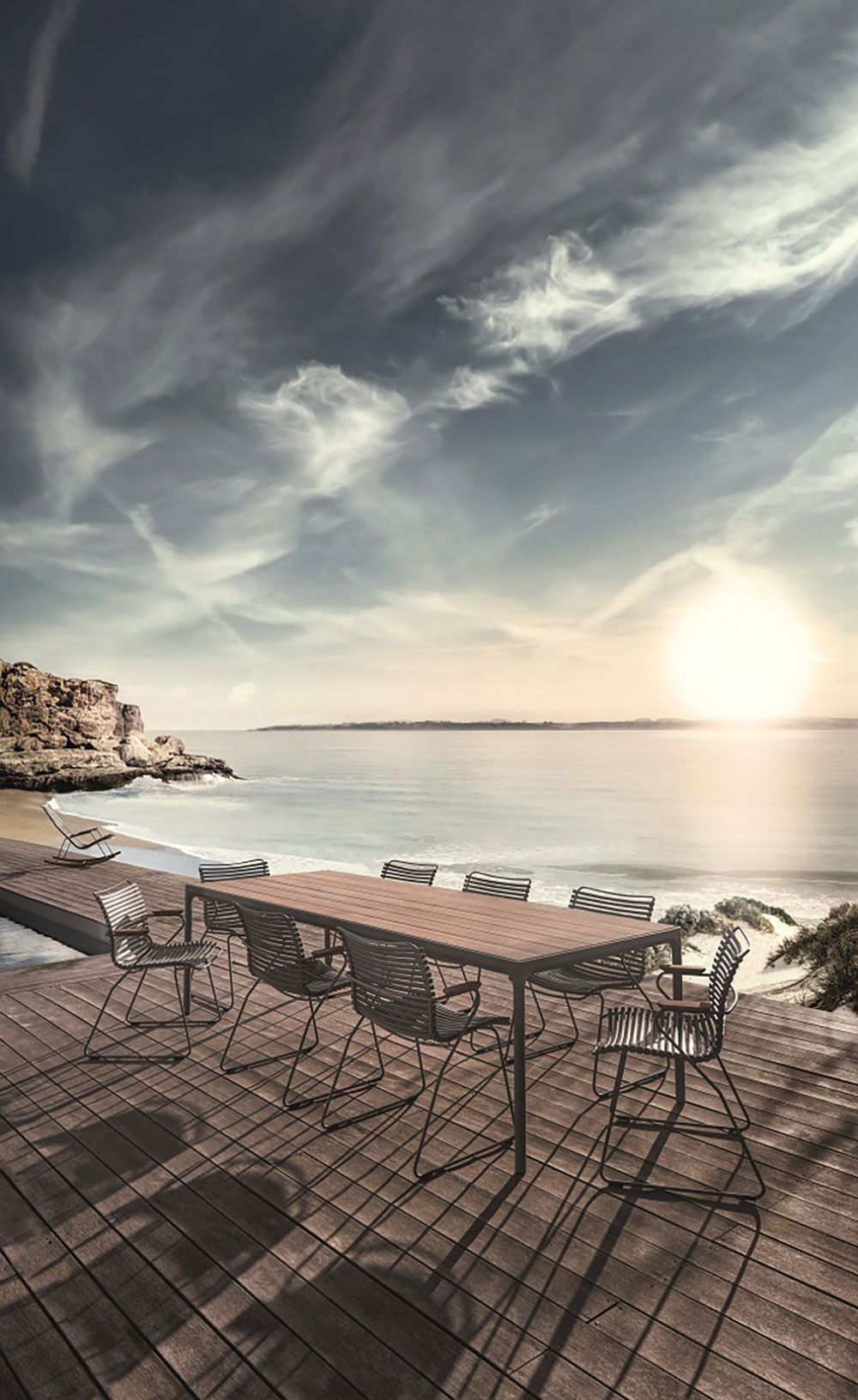 Four matbord 270x90 cm grå/bamboo aluminium