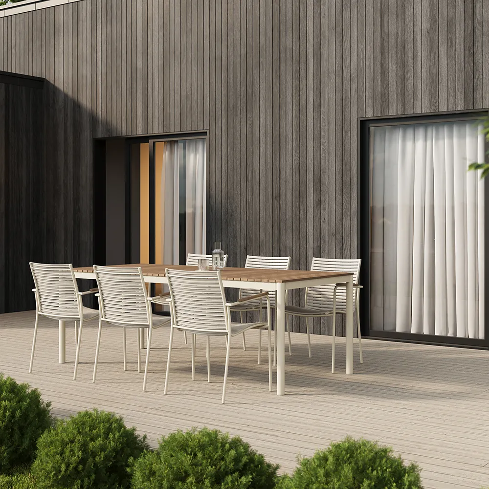 Mood Classic matbord 100x208 cm Sandy grey / teak