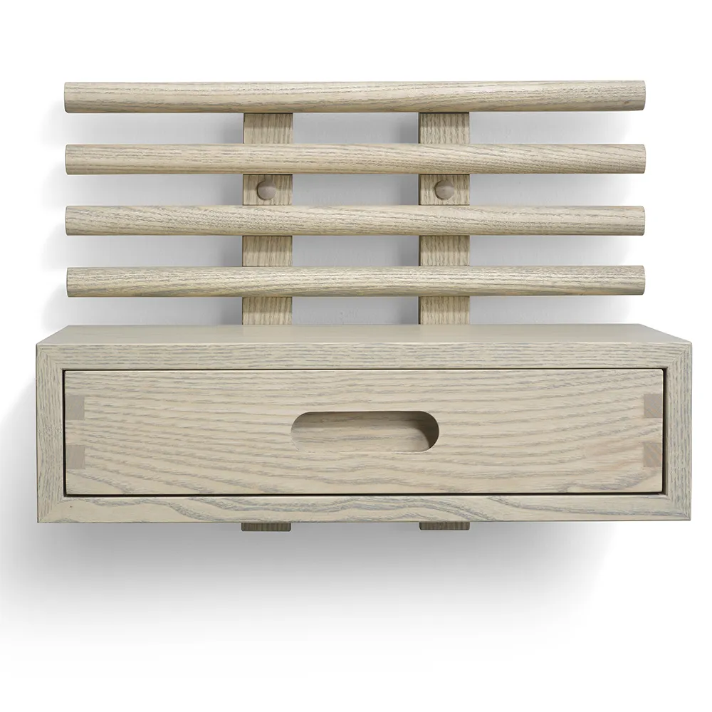 oscarssons möbel, zana sängbord med låda gråoljad ask