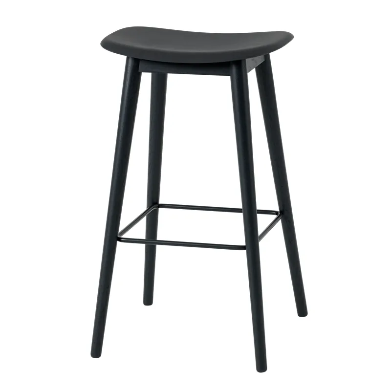 muuto, fiber barpall hög wood base - 75 cm - black/anthracite black