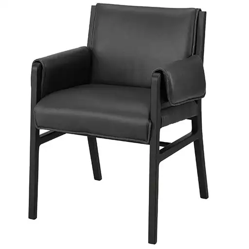 STEVEN dining chair leather anthracite/black wood