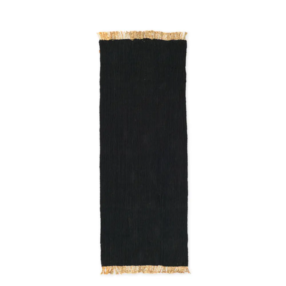 ferm living, block handvävd matta - black/natural