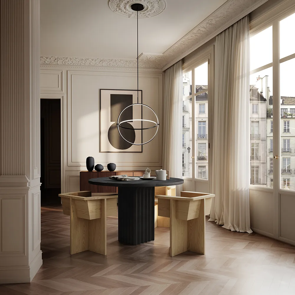 Arc Matbord, Ø120 - Coffee Black Oak