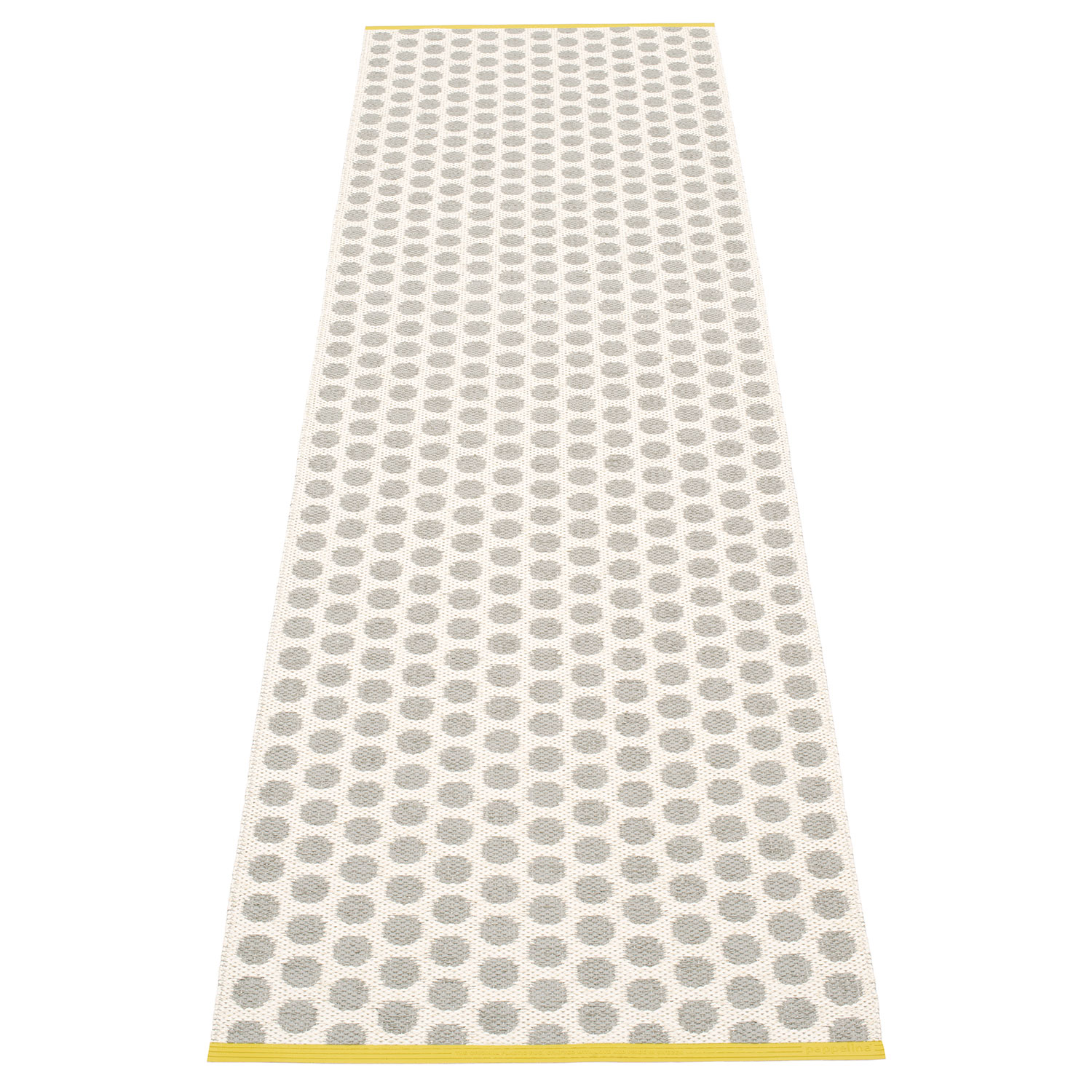 Pappelina Noa matta 70×250 cm warm grey / vanilla / mustard stripe