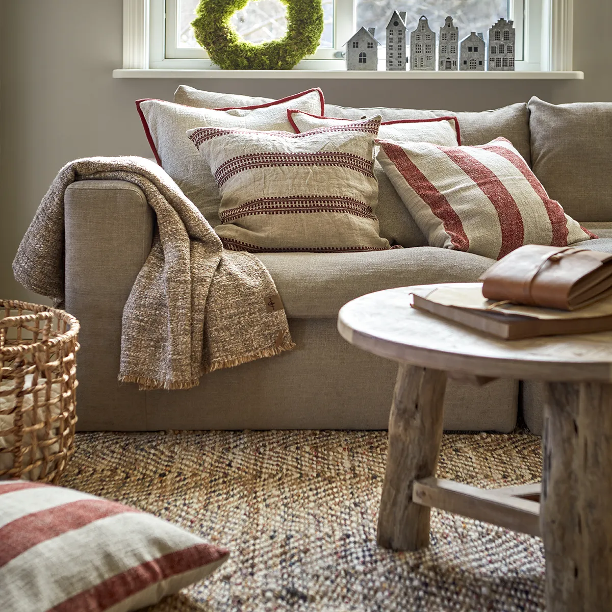 Kuddfodral Noel Red Natural 50x50 cm