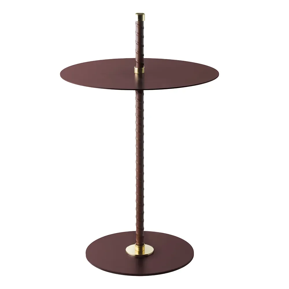 Klong, Cabaret sidobord Burgundy Läder, mässing och stål