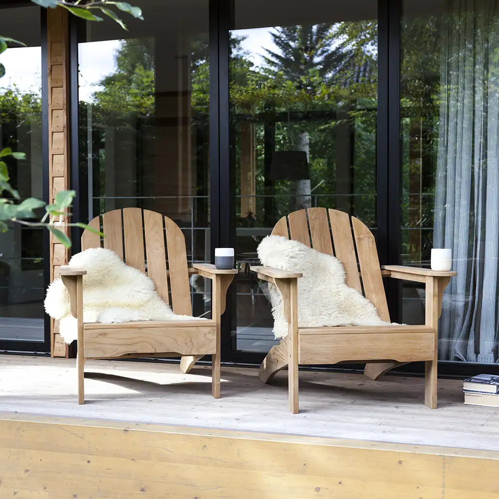 Adirondack fåtölj inkl. pall teak