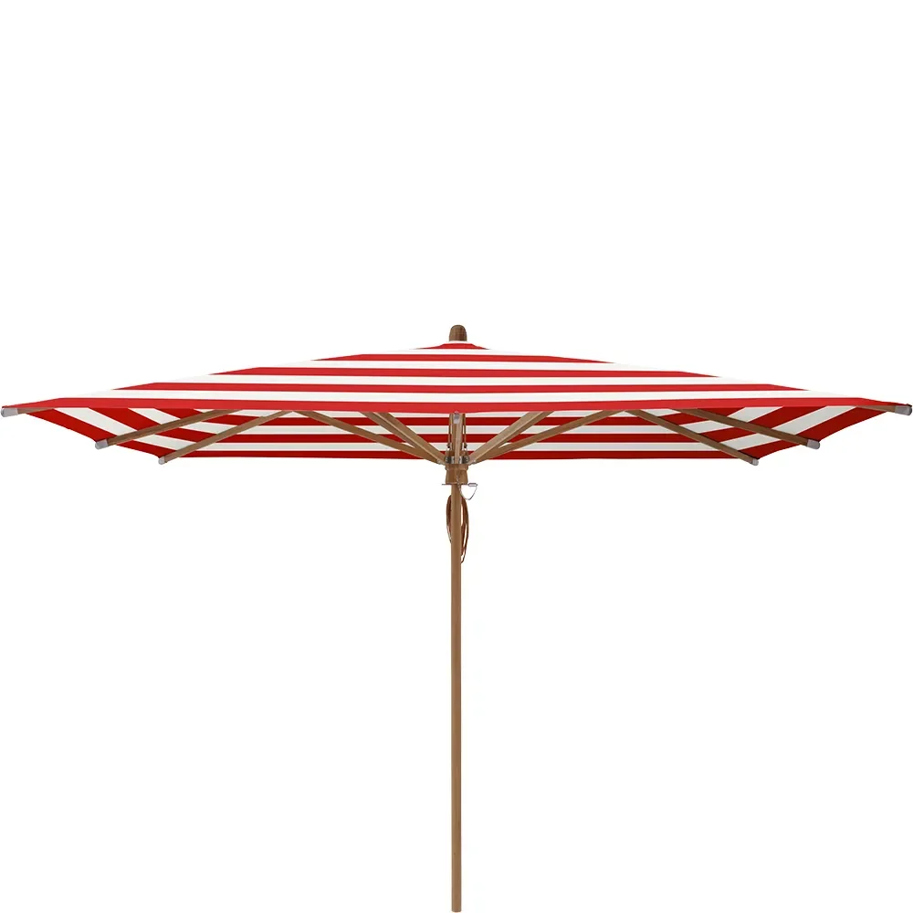 Glatz, Teakwood parasoll 330x330 cm Kat.5 800 Red Stripe