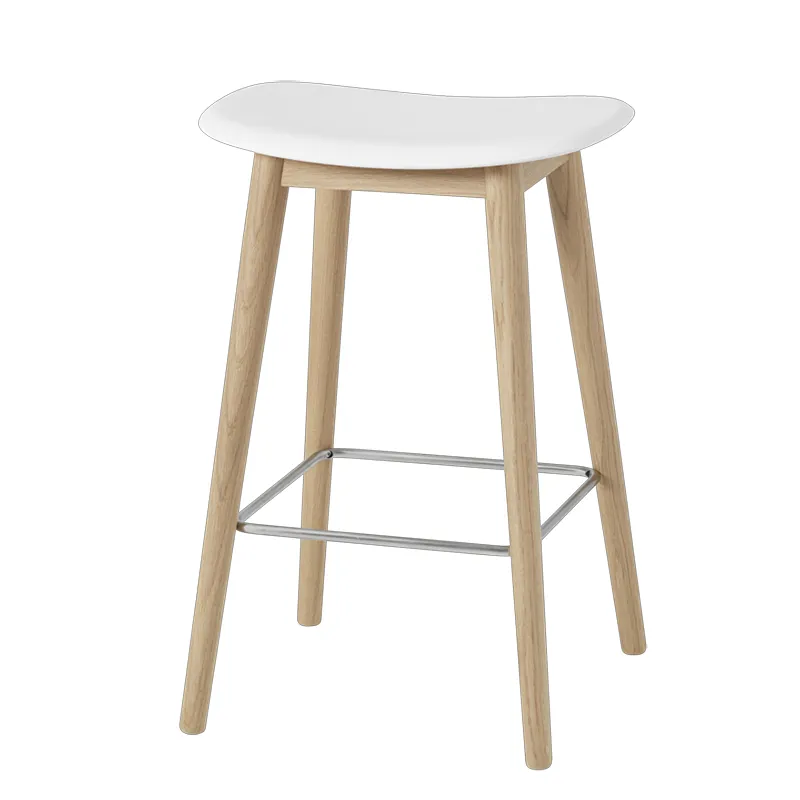 muuto, fiber barpall låg wood base - 65 cm - natural white/oak