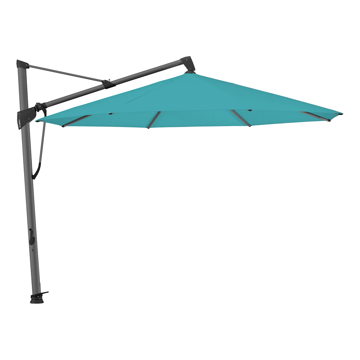 Sombrano S+ frihängande parasoll 400 cm kat.5 antracite alu / 655 lagoon Glatz