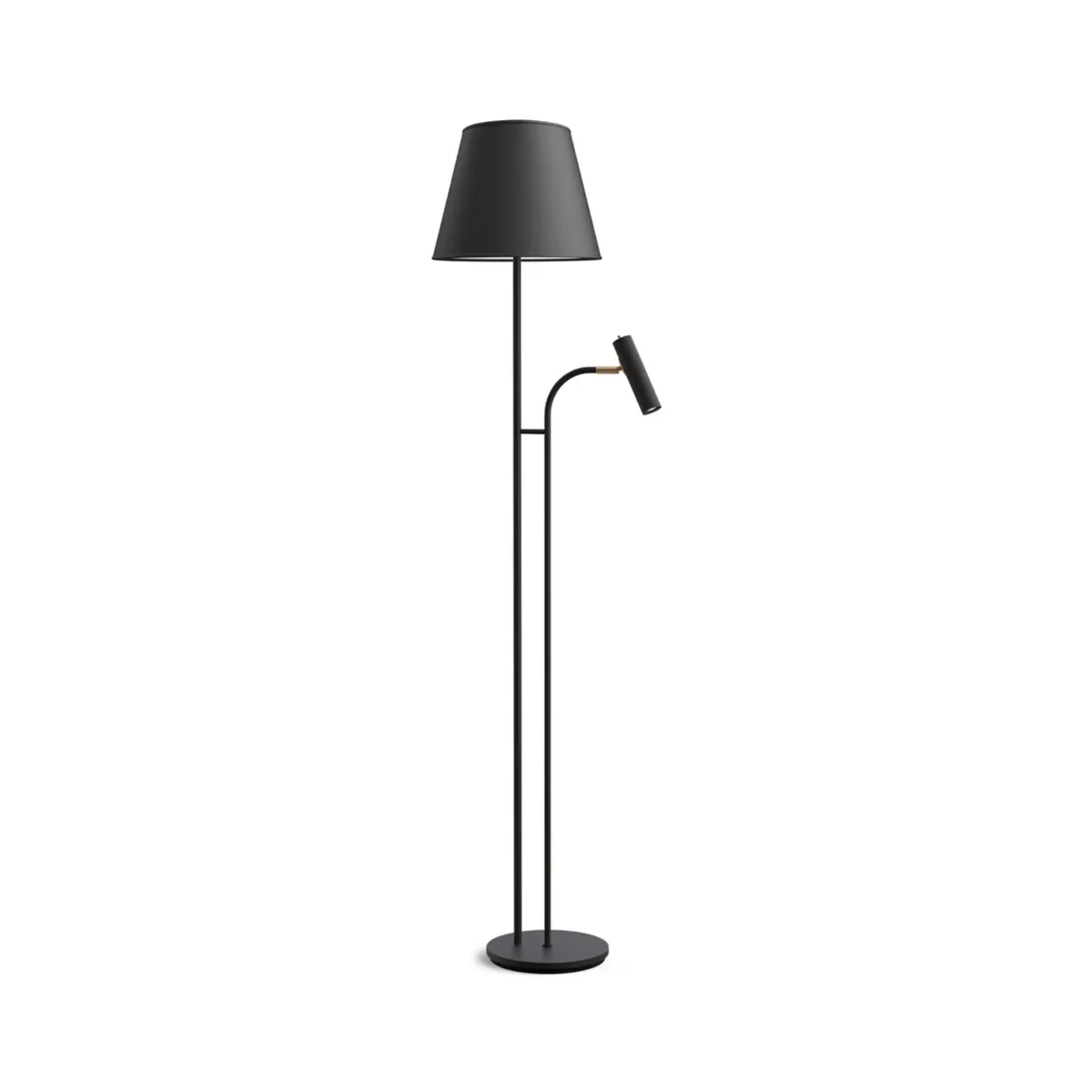 Slender golvlampa E27+GU10 metall svartstruktur/mässing