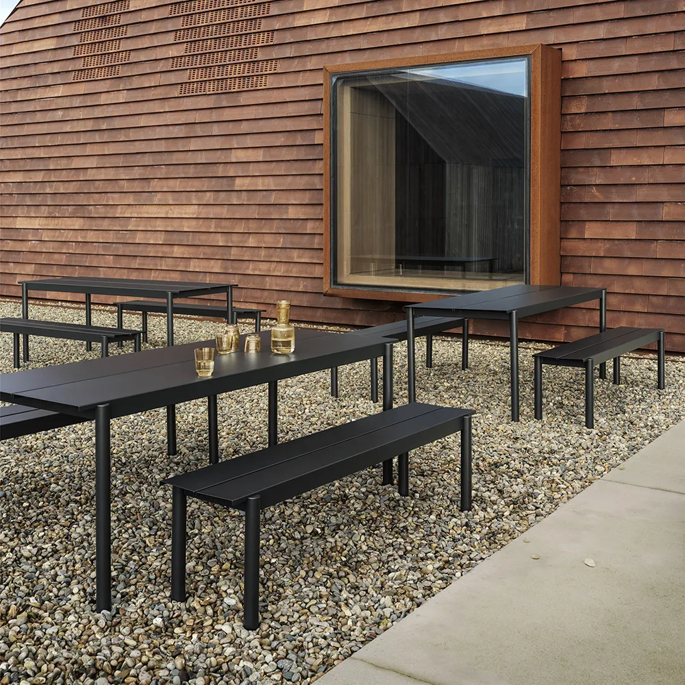 Linear Steel Bänk 110x34 cm Anthracite Black 