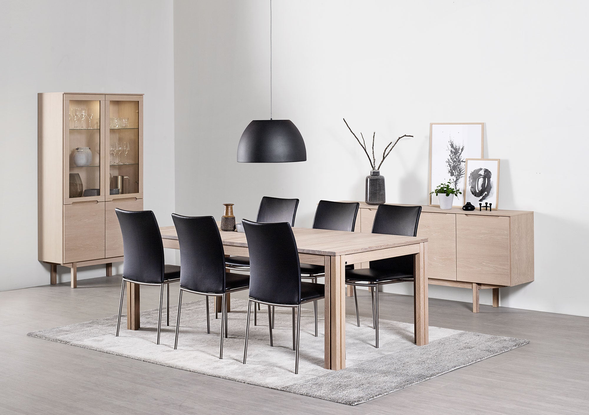 Sm24 Bord svartlackad ek / vit laminat 200-356(512)x100x73 cm