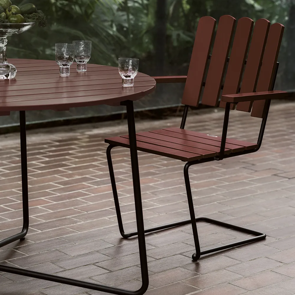 9A bord 120 cm Mörkröd / Svart