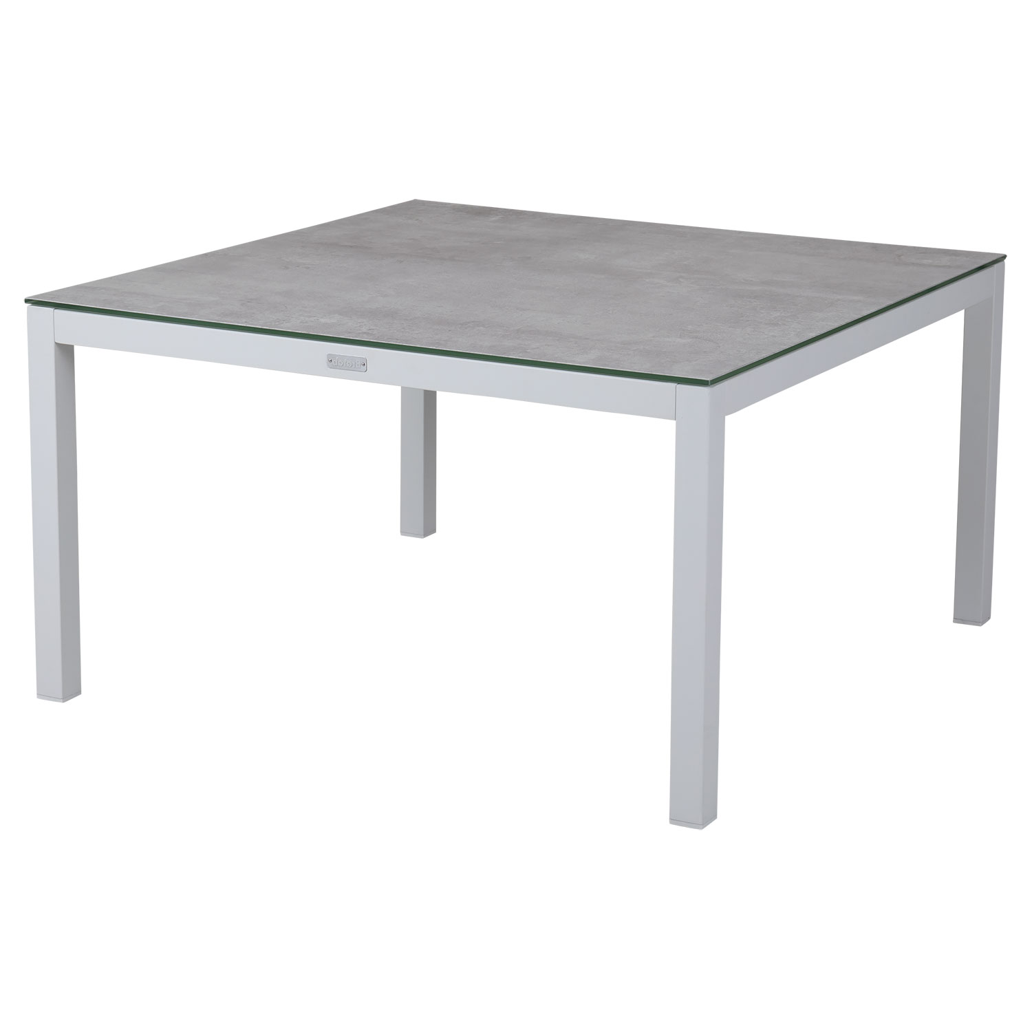 Belfort soffbord vit/grå aluminium 90×90 3D-printad glasskiva