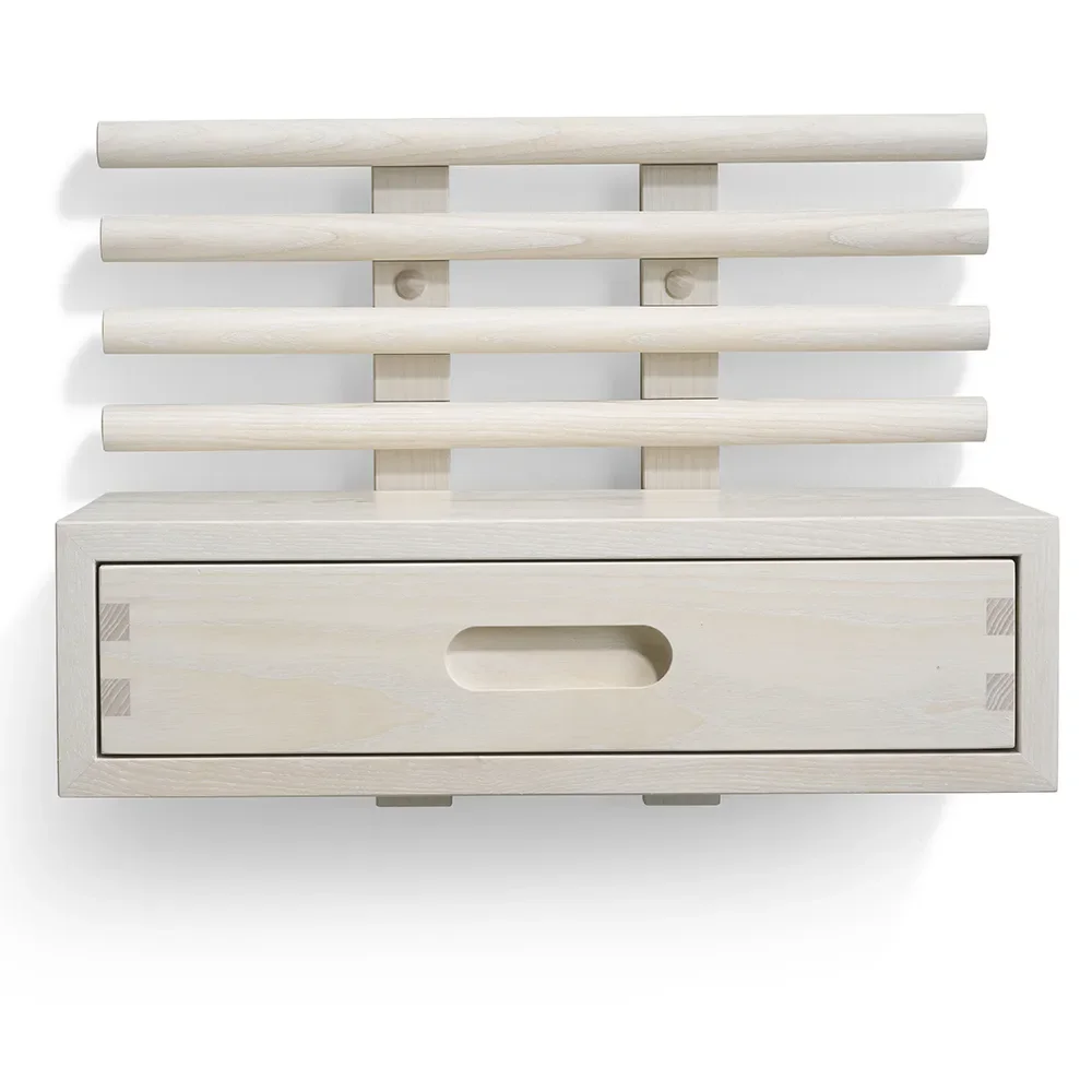 oscarssons möbel, zana sängbord med låda vitoljad ask