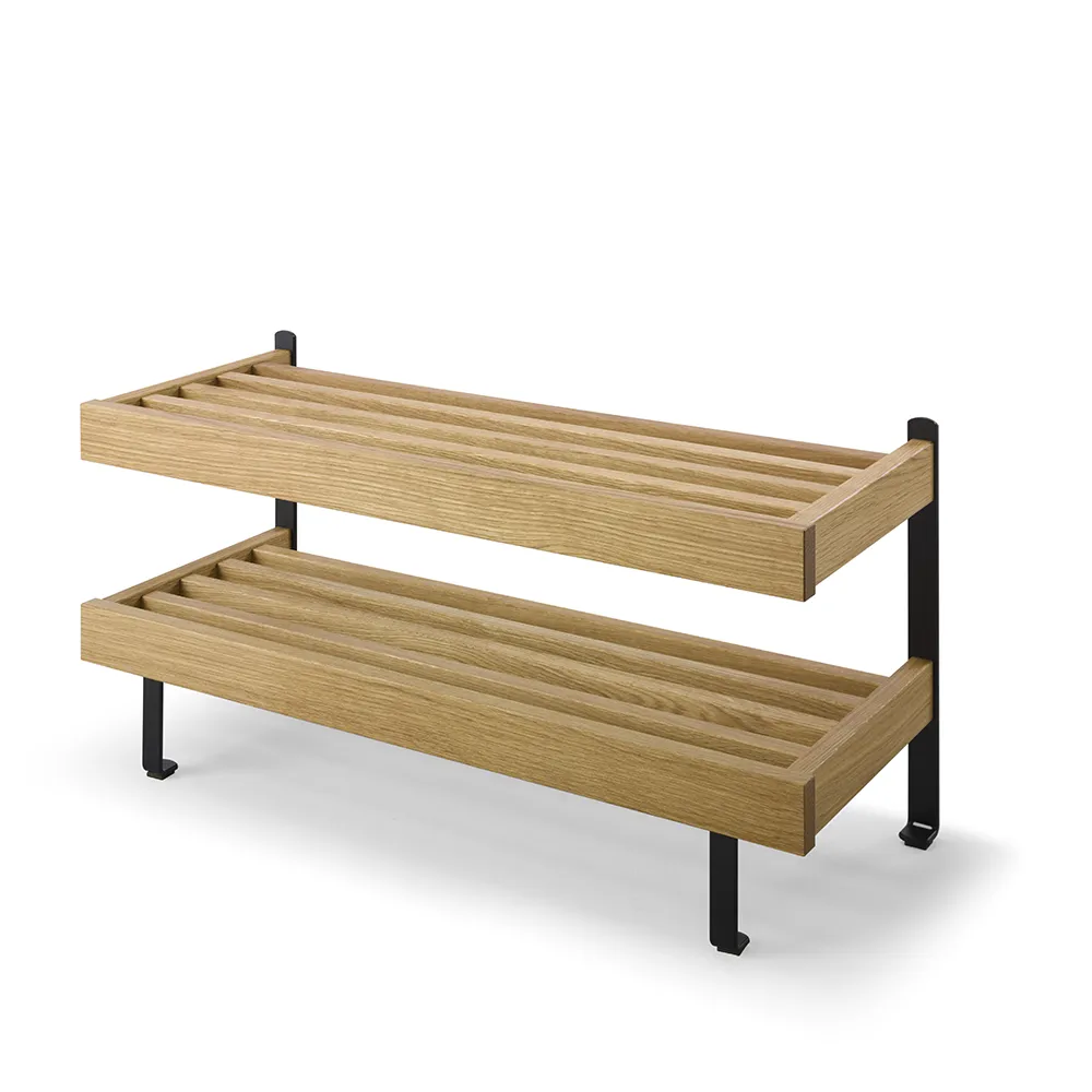 oscarssons möbel, nadja skohylla  80 cm lackad ek/mattsvart stål