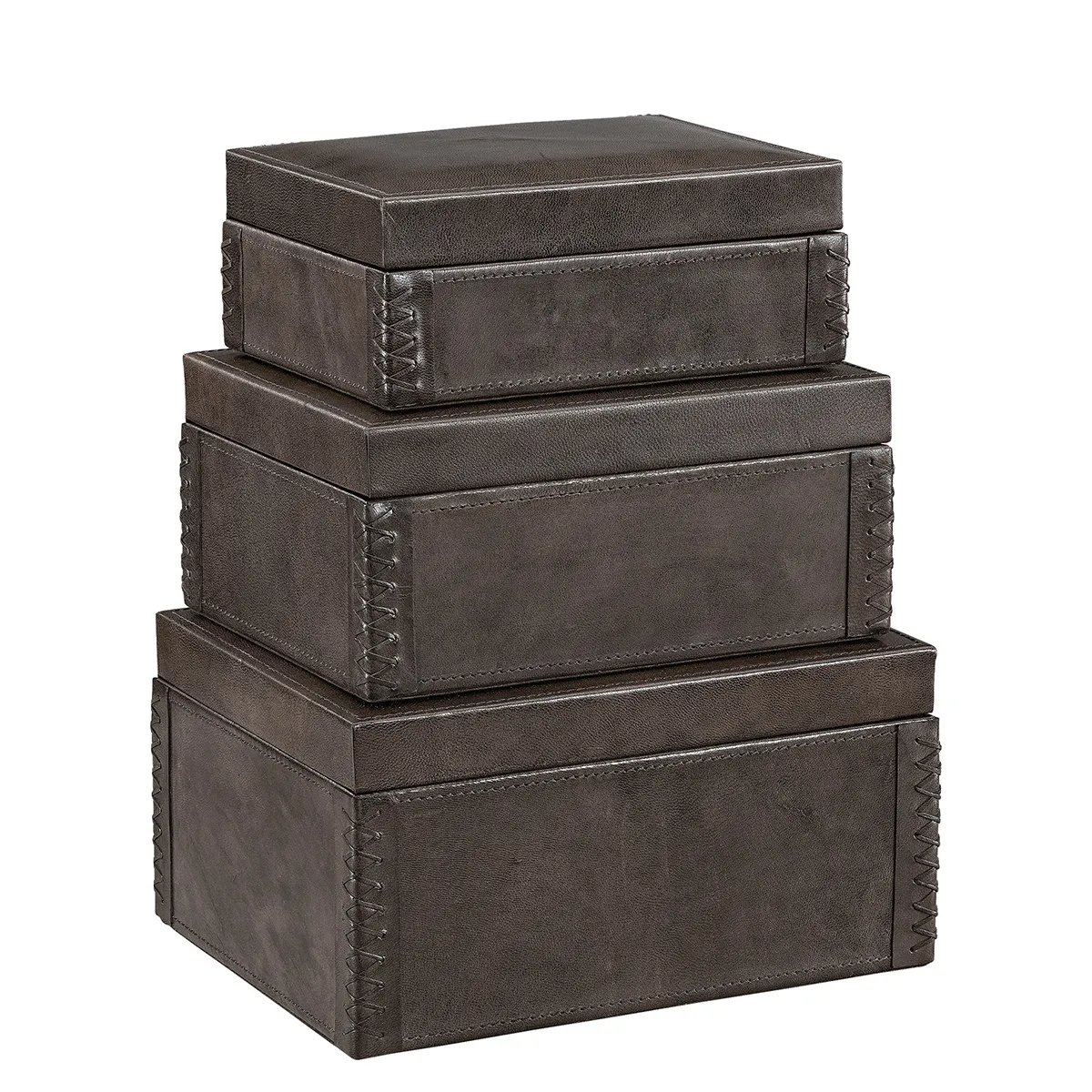 Artwood, Förvaringsboxar i läder Mendoza 3-pack Deep brown