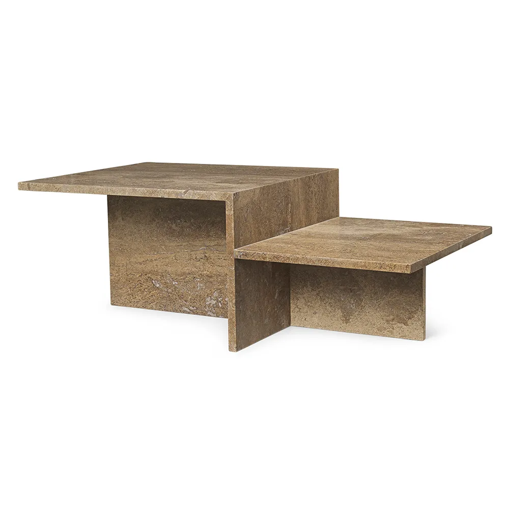 Produktfoto för Ferm Living - Distinct Side Table - Soffbord - Dark Brown Travertine - Large - W100 x H35 x D55 cm