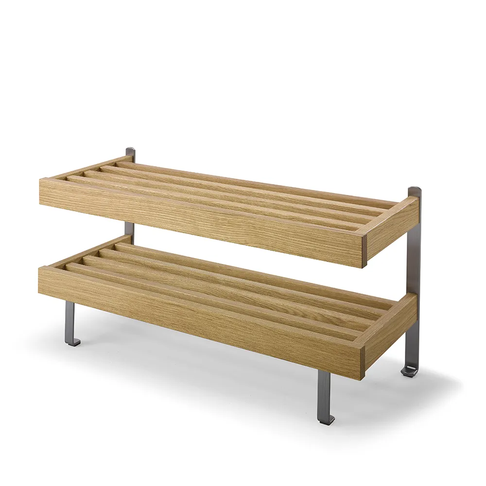 oscarssons möbel, nadja skohylla 80 cm lackad ek/slipat stål