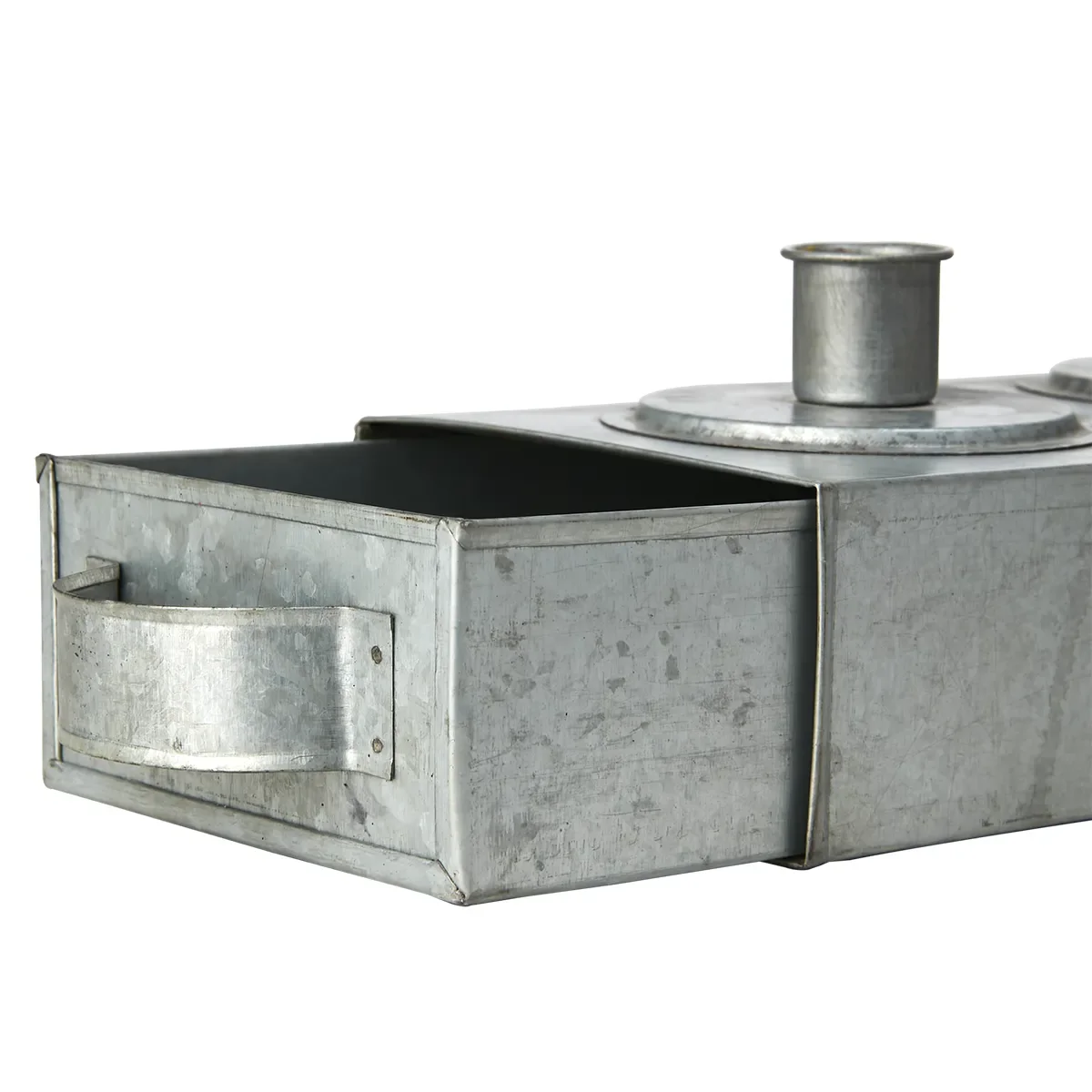 Ljusstake med låda Fenix Grey L 47 cm