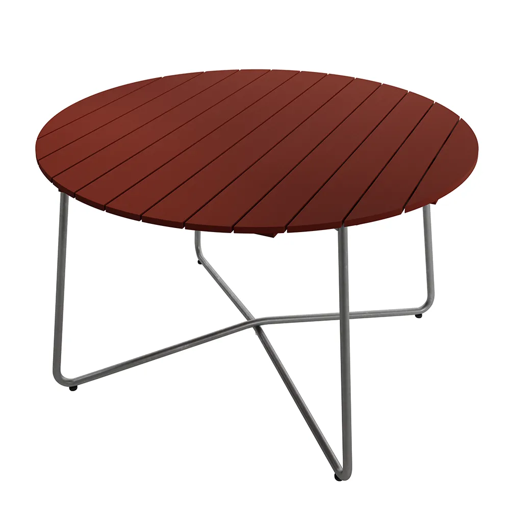 Grythyttan Stålmöbler, 9A bord 120 cm Mörkröd / Varmförzinkat