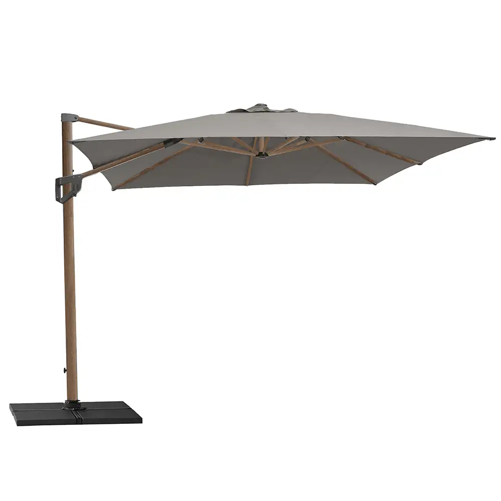 Hyde Luxe 300×400 cm Taupe/Wood look frihängande parasoll