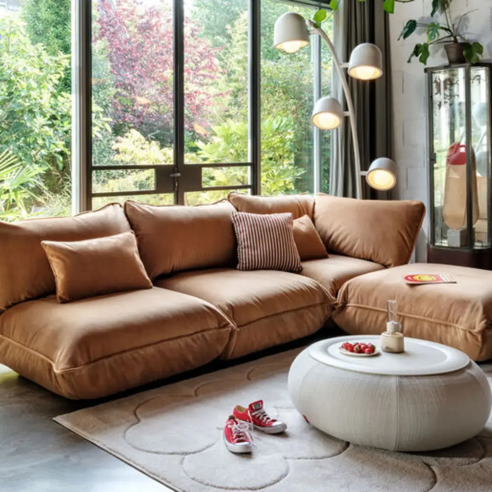 sumo fotpall velvet recycled almond