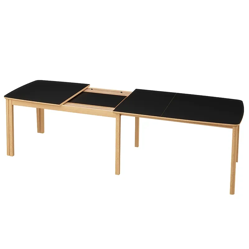 SM107 Matbord 101x160-316-368 cm Naturoljad ek - Svart Nanolaminat